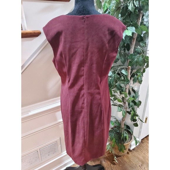 Connected Apparel Womens Maroon Polyester V-Neck Sleeveless Knee Length Dress 12 - Picture 6 of 11